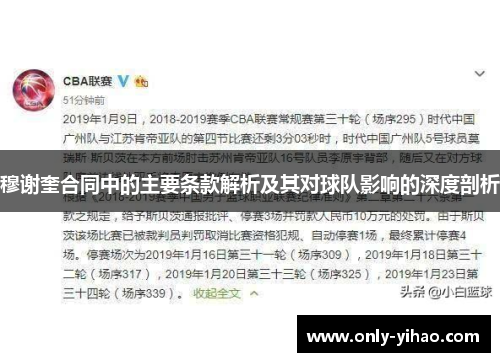 穆谢奎合同中的主要条款解析及其对球队影响的深度剖析