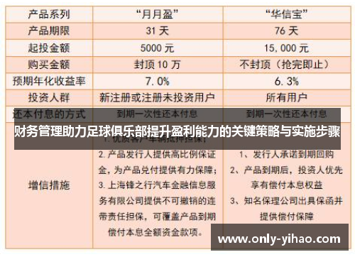 财务管理助力足球俱乐部提升盈利能力的关键策略与实施步骤